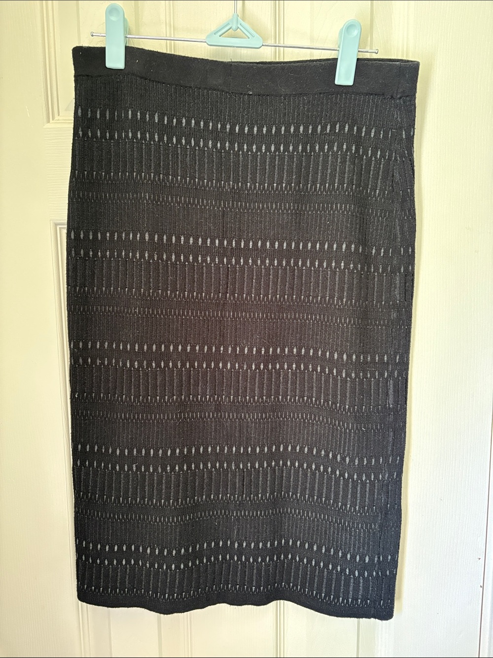 Elie Tahari Black Open-Knit Pencil Skirt